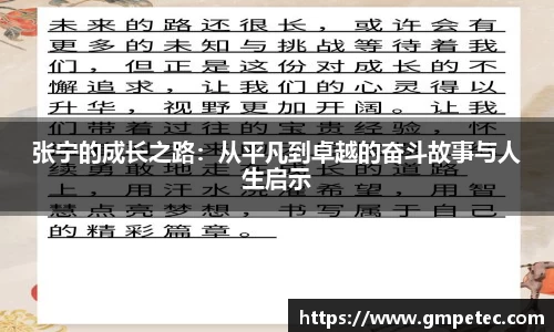 张宁的成长之路：从平凡到卓越的奋斗故事与人生启示