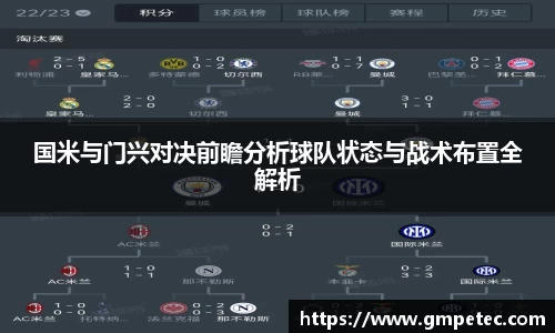 国米与门兴对决前瞻分析球队状态与战术布置全解析
